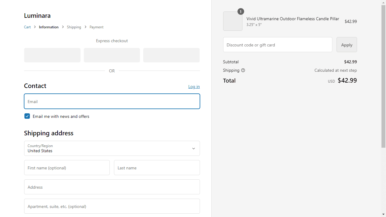 How to apply Luminara coupon code